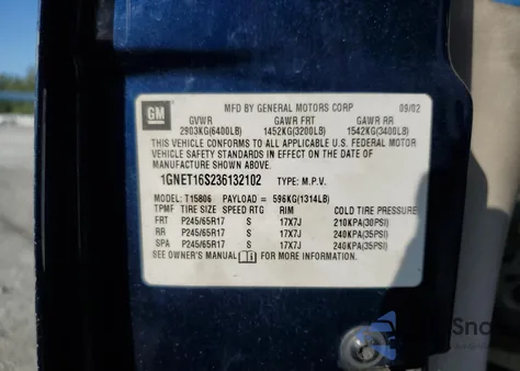 2003 Chevrolet Trailblazer Ext из США, поврежденный, VIN 1GNET16S236132102